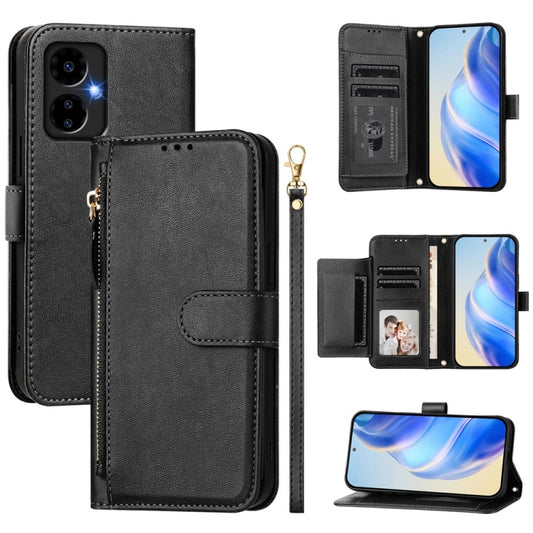 For Boost Mobile Celero 5G 2024 / Celero 3 Multi-Card Slots Zipper Wallet Leather Phone Case(Black) - More Brand by buy2fix | Online Shopping UK | buy2fix