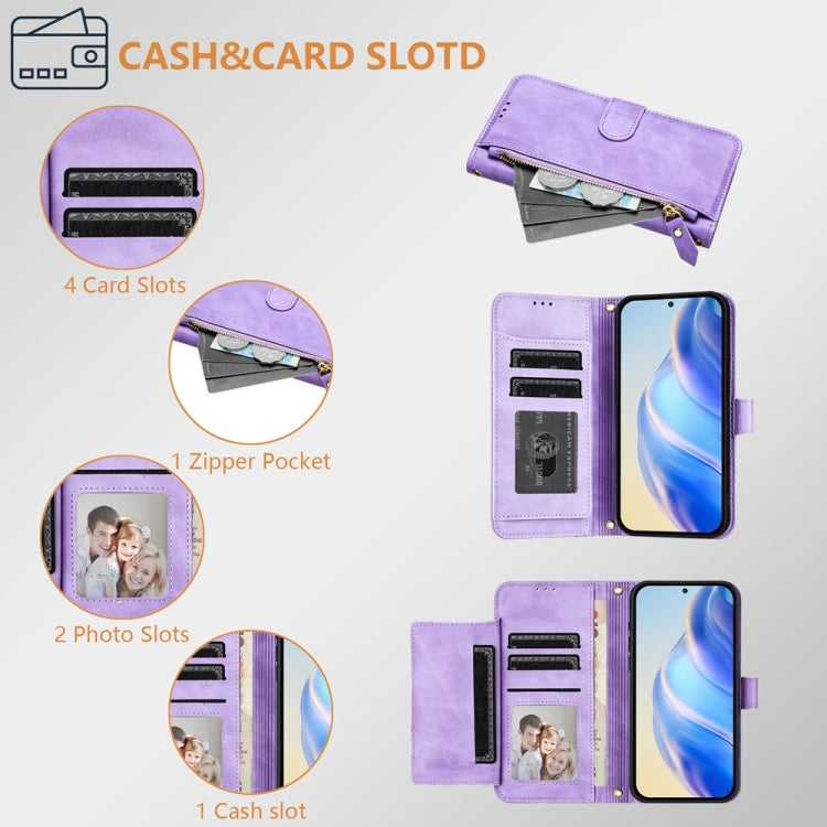 For Boost Mobile Celero 5G 2024 / Celero 3 Multi-Card Slots Zipper Wallet Leather Phone Case(Purple) - More Brand by buy2fix | Online Shopping UK | buy2fix