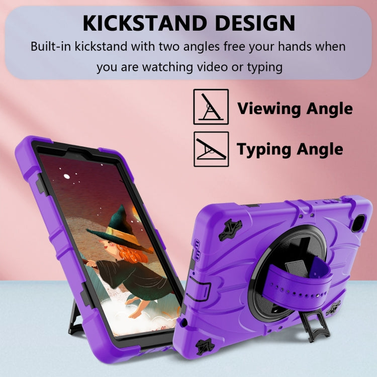 For Samsung Galaxy Tab A7 Lite Bat Hand Grip Turntable Stand Tablet Case(Purple Black) - Tab A7 Lite T220 / T225 by buy2fix | Online Shopping UK | buy2fix