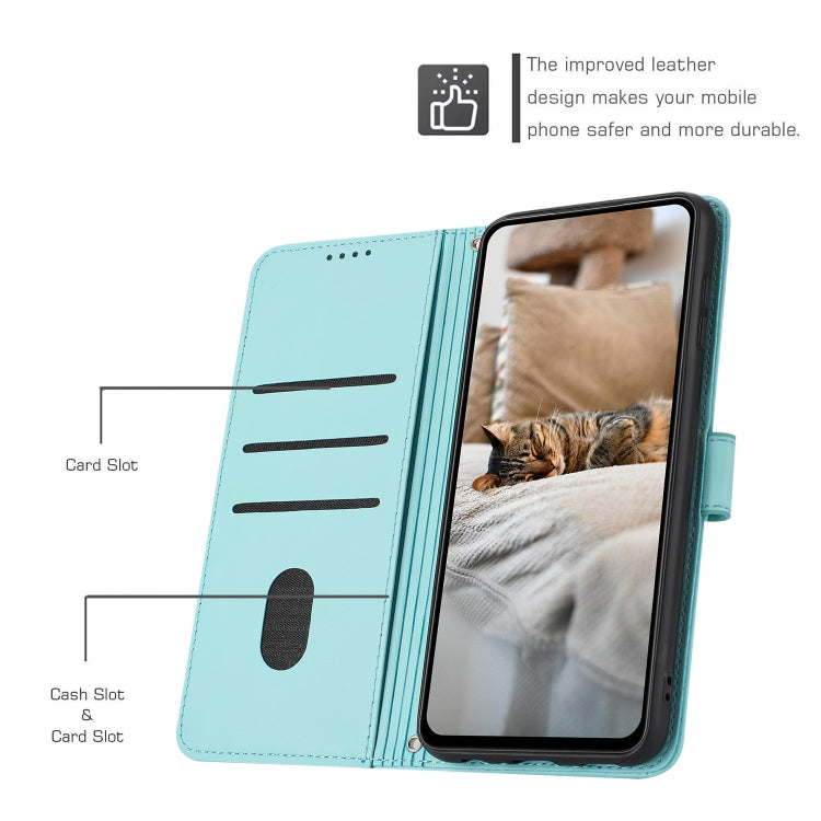 For Samsung Galaxy S25+ / S24+ 5G Embossed Kitten Phone Leather Case with Lanyard(Mint Green) - Galaxy S24+ 5G Cases by buy2fix | Online Shopping UK | buy2fix