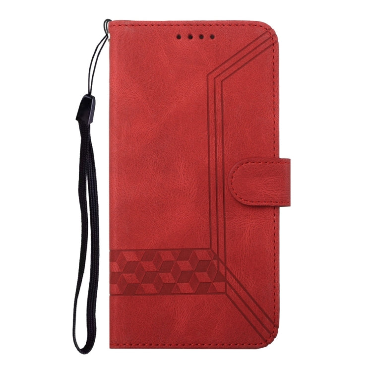 For Samsung Galaxy S25 5G Cubic Skin Feel Flip Leather Phone Case(Red) - Galaxy S25 5G Cases by buy2fix | Online Shopping UK | buy2fix