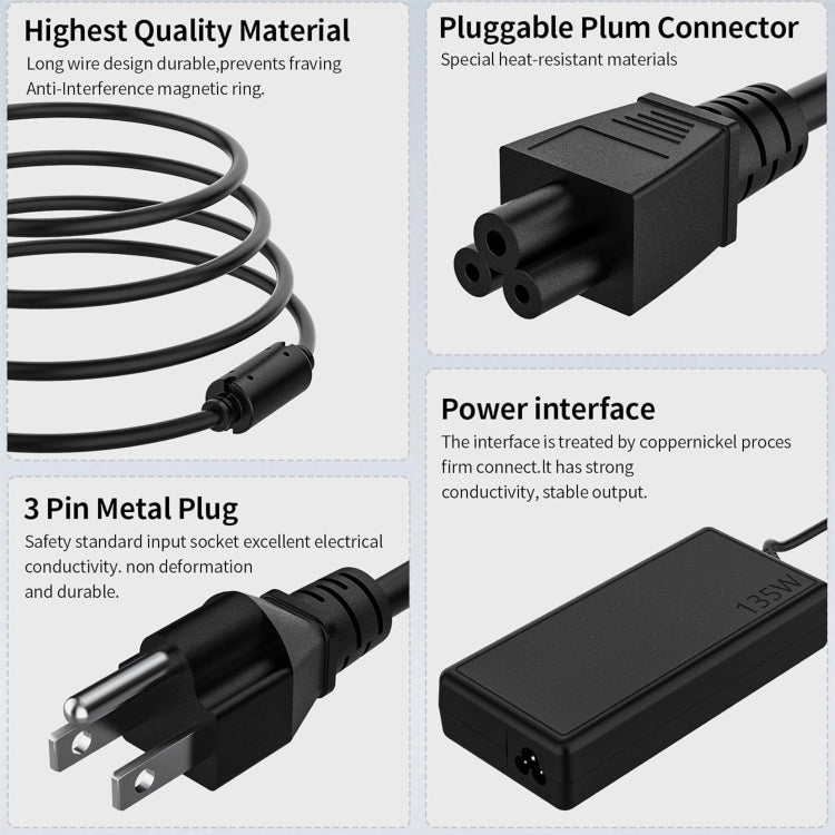 135W 20V 6.75A Laptop Notebook Power Adapter For Lenovo USB Jack, Plug:US Plug - For Lenovo by buy2fix | Online Shopping UK | buy2fix