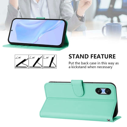 For Sony Xperia 10 VI 2024 Skin Feel Solid Color Leather Phone Case with Lanyard(Mint Green) - Sony Cases by buy2fix | Online Shopping UK | buy2fix