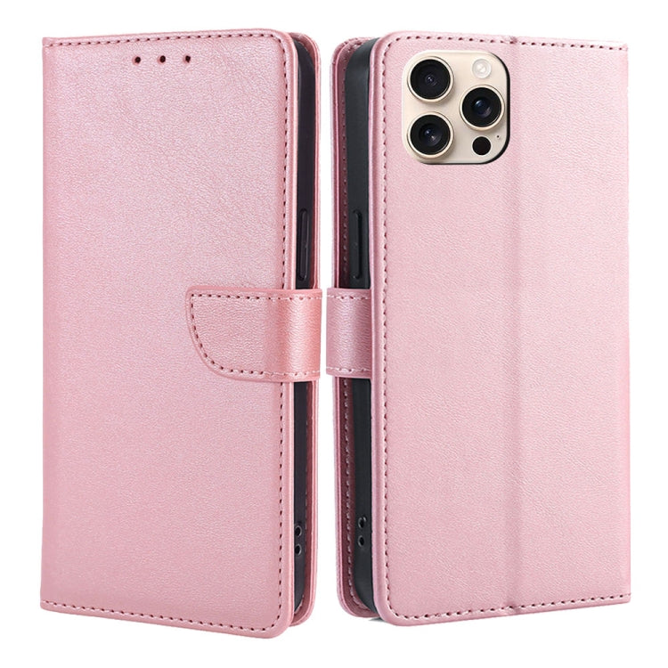 For iPhone 16 Pro Calf Texture Buckle Flip Leather Phone Case(Rose Gold) - iPhone 16 Pro Cases by buy2fix | Online Shopping UK | buy2fix