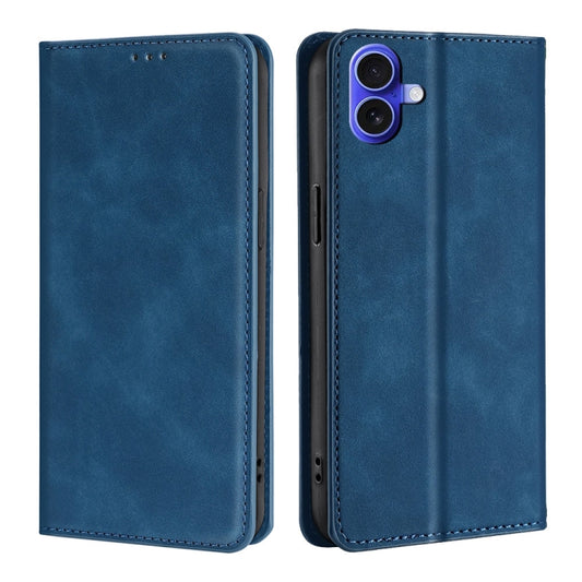 For iPhone 16 Skin Feel Magnetic Leather Phone Case(Blue) - iPhone 16 Cases by buy2fix | Online Shopping UK | buy2fix