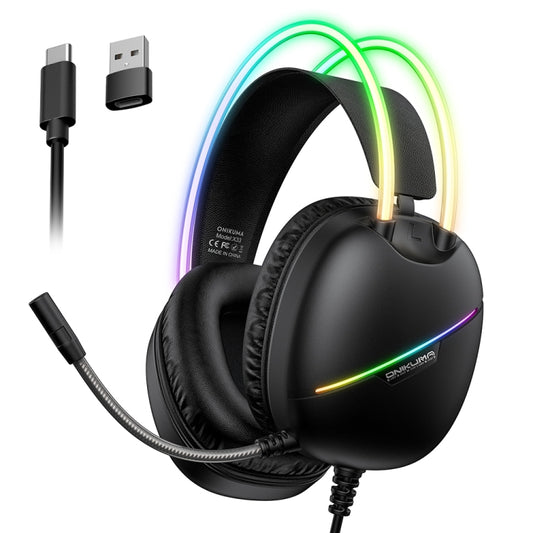 ONIKUMA X33 Head-mounted RGB Light E-Sports Gaming Headset, Cable Length: 2m(Black) - Multimedia Headset by ONIKUMA | Online Shopping UK | buy2fix