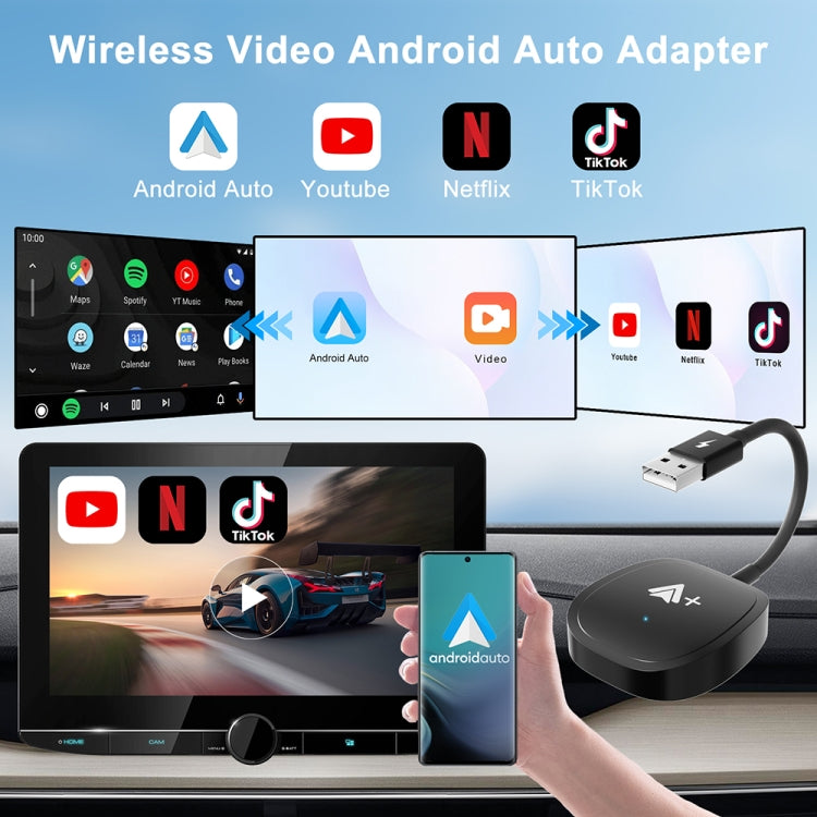 USB Interface Wired to Wireless CarPlay Auto Adapter for Android, Specification:Square(Black) - Bluetooth Adapters by buy2fix | Online Shopping UK | buy2fix