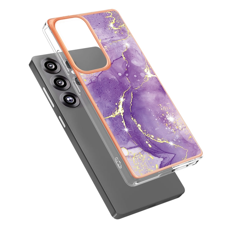 For Samsung Galaxy S25 Ultra 5G Electroplating Marble Pattern Dual-side IMD TPU Shockproof Phone Case(Purple 002) - Galaxy S25 Ultra 5G Cases by buy2fix | Online Shopping UK | buy2fix