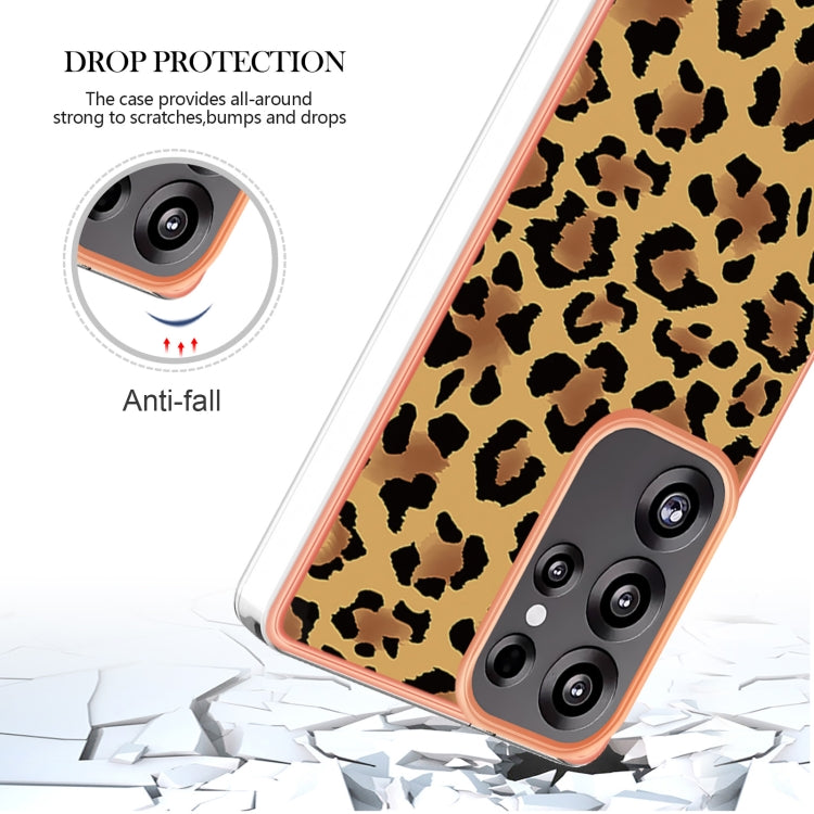 For Samsung Galaxy S25 Ultra 5G Electroplating Marble Dual-side IMD Phone Case(Leopard Print) - Galaxy S25 Ultra 5G Cases by buy2fix | Online Shopping UK | buy2fix