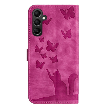 For Samsung Galaxy S25 5G Butterfly Cat Embossing Flip Leather Phone Case(Pink) - Galaxy S25 5G Cases by buy2fix | Online Shopping UK | buy2fix