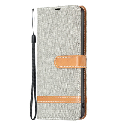 For Samsung Galaxy S25+ 5G Color Block Denim Texture Leather Phone Case(Grey) - Galaxy S25+ 5G Cases by buy2fix | Online Shopping UK | buy2fix