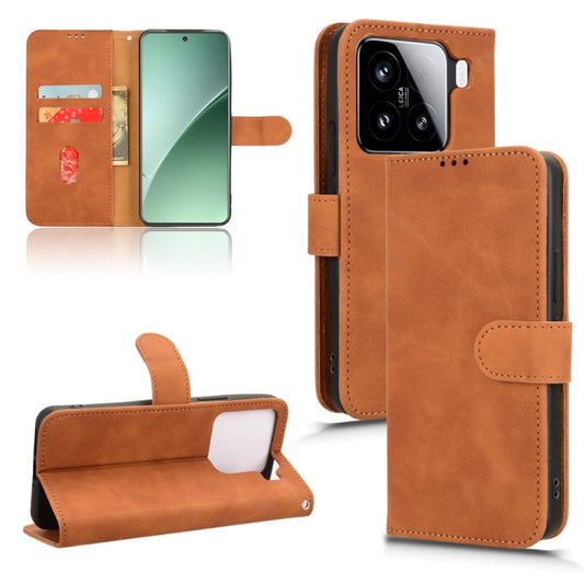 For Xiaomi 15 Skin Feel Magnetic Flip Leather Phone Case(Brown) - Xiaomi Cases by buy2fix | Online Shopping UK | buy2fix