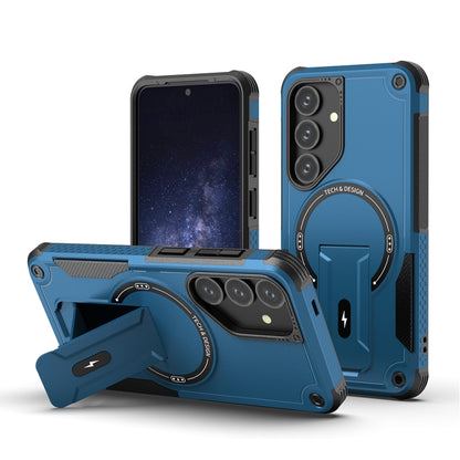 For Samsung Galaxy S24+ 5G / S25+ 5G Armor MagSafe Holder PC Hybrid TPU Phone Case(Dark Blue) - Galaxy S25+ 5G Cases by buy2fix | Online Shopping UK | buy2fix