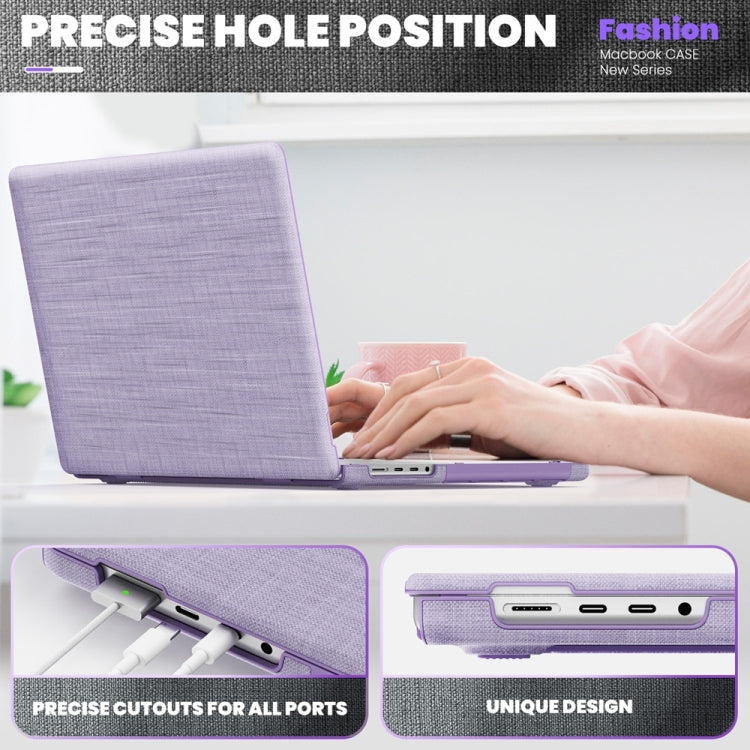 For MacBook Pro 14 inch A2918 / A2992 Fabric Magnetic Holder Laptop Protective Case(Purple) - MacBook Pro Cases by buy2fix | Online Shopping UK | buy2fix