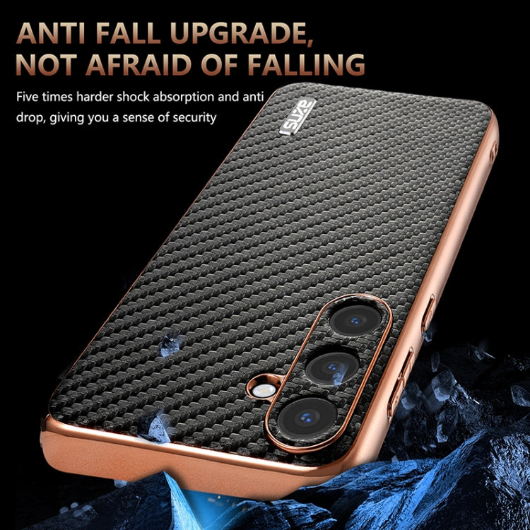 For Samsung Galaxy S25+ 5G AZNS Electroplated Edge Carbon Fiber Texture Phone Case(Brown) - Galaxy S25+ 5G Cases by AZNS | Online Shopping UK | buy2fix