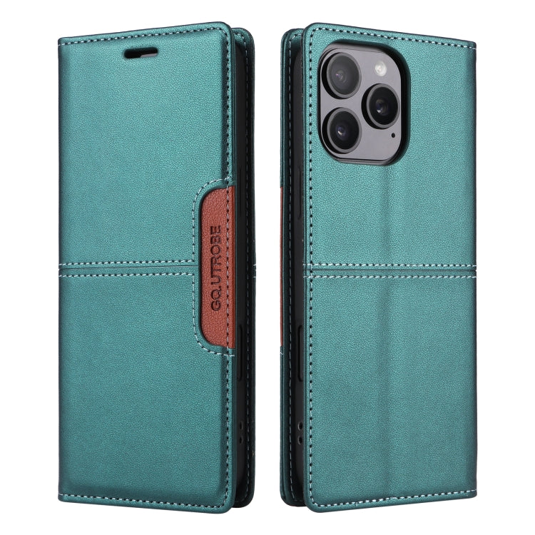 For iPhone 16 Pro GQUTROBE G01 RFID Anti-theft Leather Phone Case(Green) - iPhone 16 Pro Cases by GQUTROBE | Online Shopping UK | buy2fix