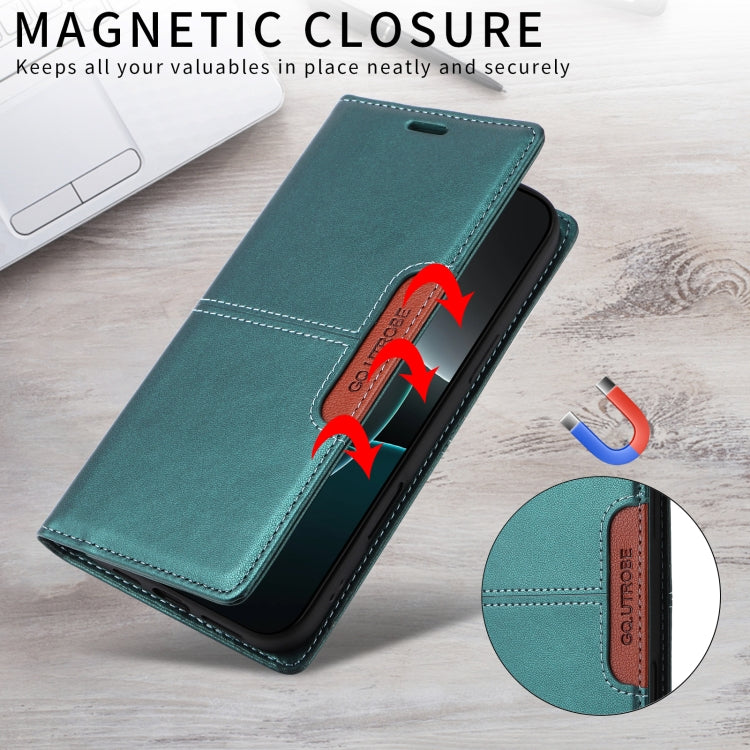 For iPhone 16 Pro GQUTROBE G01 RFID Anti-theft Leather Phone Case(Green) - iPhone 16 Pro Cases by GQUTROBE | Online Shopping UK | buy2fix