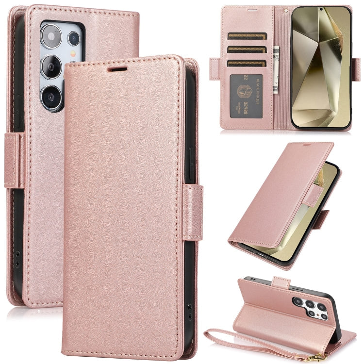 For Samsung Galaxy S25 Ultra 5G Side Buckle RFID Anti-theft Leather Phone Case(Rose Gold) - Galaxy S25 Ultra 5G Cases by buy2fix | Online Shopping UK | buy2fix