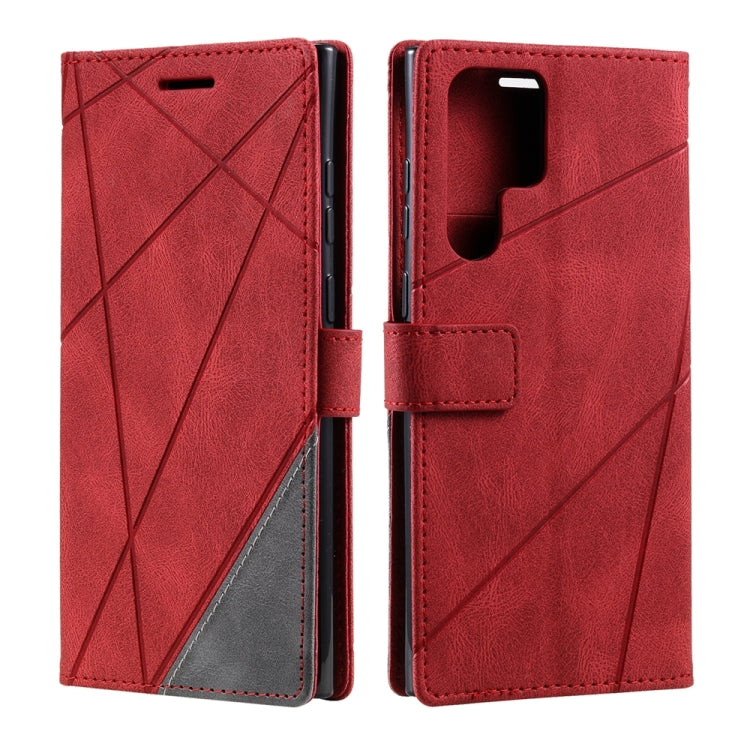 For Samsung Galaxy S25 Ultra 5G Skin Feel Splicing Leather Phone Case(Red) - Galaxy S25 Ultra 5G Cases by buy2fix | Online Shopping UK | buy2fix