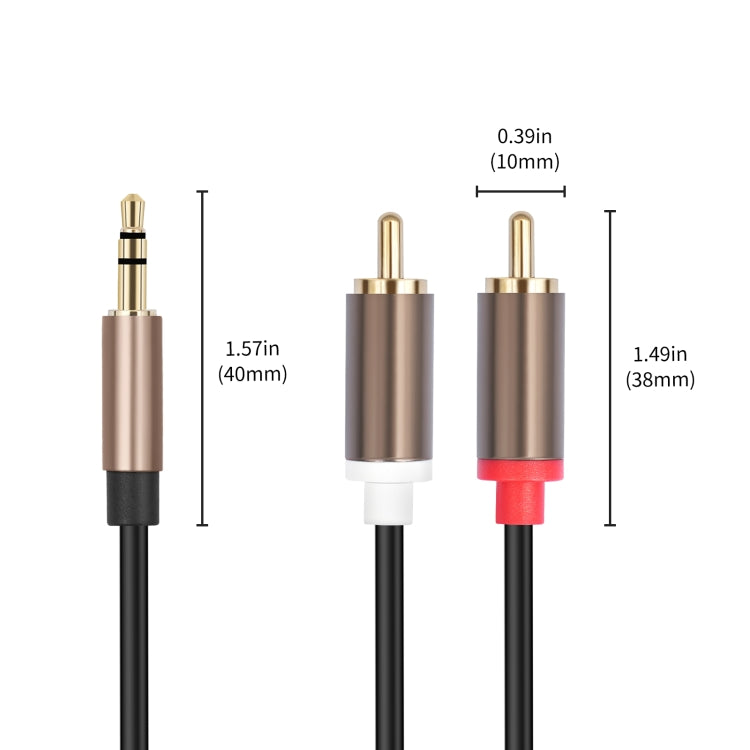 3.5mm Male to 2 RCA Male Audio Cable Amplifier Connector, Length:1m(Black Grey) - RCA Cable by buy2fix | Online Shopping UK | buy2fix