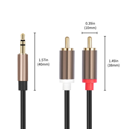 3.5mm Male to 2 RCA Male Audio Cable Amplifier Connector, Length:1m(Black Grey) - RCA Cable by buy2fix | Online Shopping UK | buy2fix