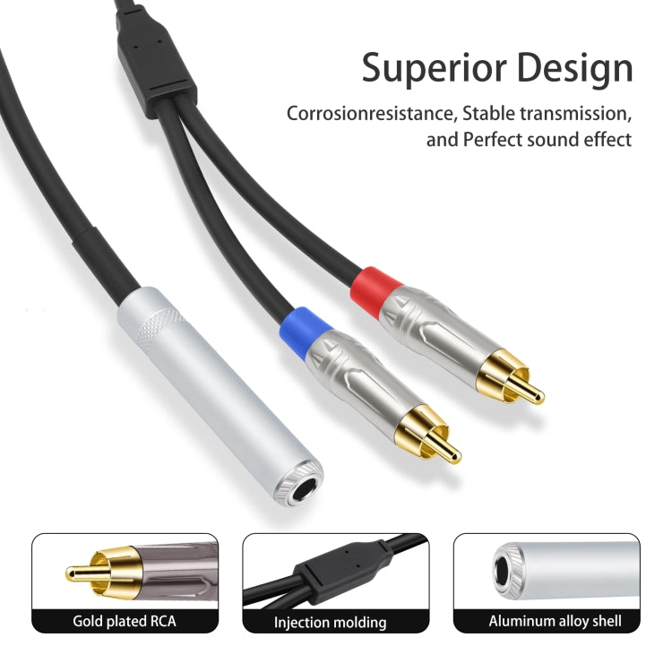 6.35mm 1/4 TRS Stereo Female to Dual RCA Male Y-type Audio Cable, Length:50cm - Microphone Audio Cable & Connector by buy2fix | Online Shopping UK | buy2fix