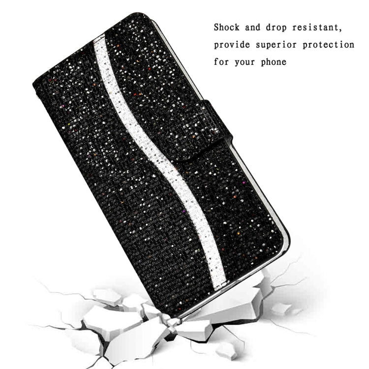 For Samsung Galaxy S25 Ultra 5G Glitter Powder Filp Leather Phone Case(Black) - Galaxy S25 Ultra 5G Cases by buy2fix | Online Shopping UK | buy2fix