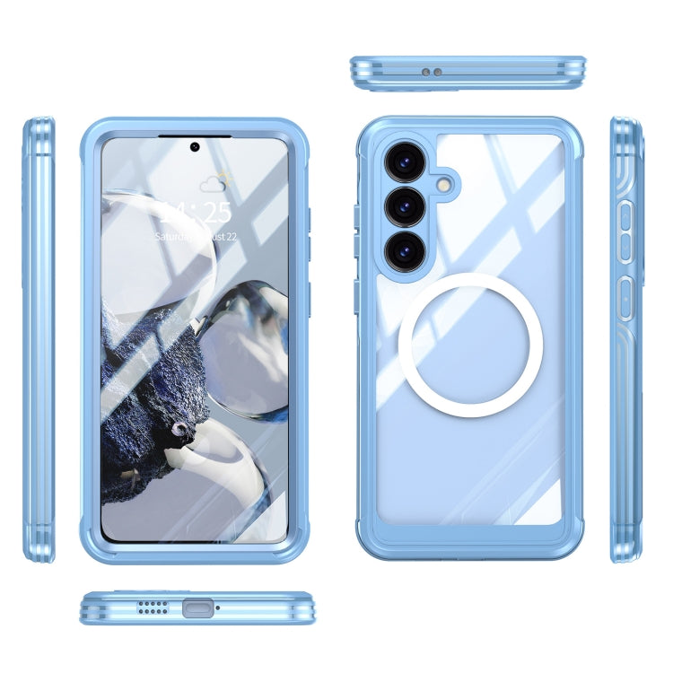 For Samsung Galaxy S25 5G Tempered Glass MagSafe Phone Case(Sky Blue) - Galaxy S25 5G Cases by buy2fix | Online Shopping UK | buy2fix