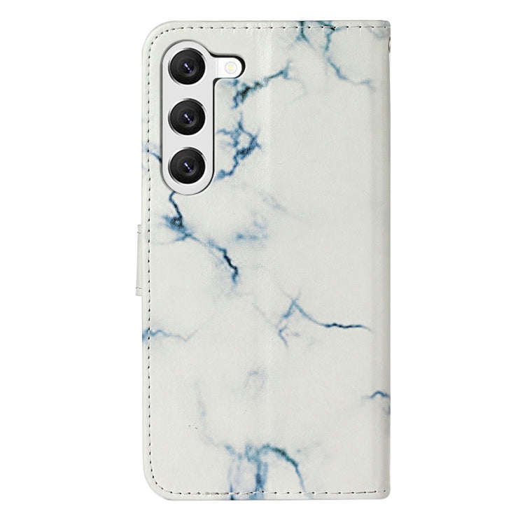 For Samsung Galaxy S25 5G Colored Drawing Marble Pattern Leather Phone Case(White Marble) - Galaxy S25 5G Cases by buy2fix | Online Shopping UK | buy2fix