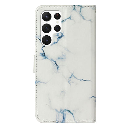 For Samsung Galaxy S25 Ultra 5G Colored Drawing Marble Pattern Leather Phone Case(White Marble) - Galaxy S25 Ultra 5G Cases by buy2fix | Online Shopping UK | buy2fix