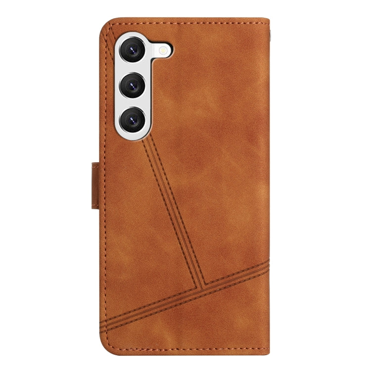 For Samsung Galaxy S25 5G Skin-feel Stitching Leather Phone Case(Brown) - Galaxy S25 5G Cases by buy2fix | Online Shopping UK | buy2fix