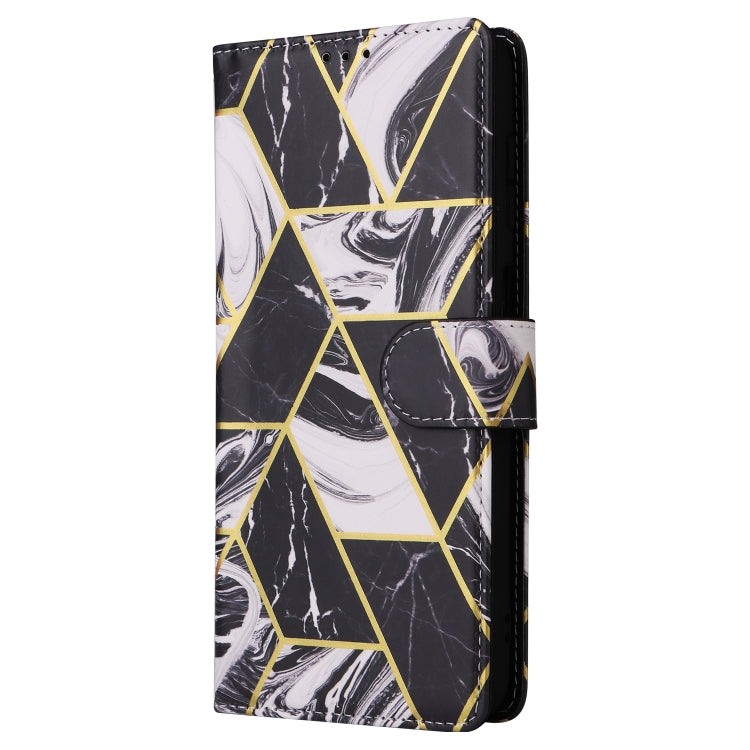 For Samsung Galaxy S25 5G Marble Bronzing Stitching Leather Phone Case(Black) - Galaxy S25 5G Cases by buy2fix | Online Shopping UK | buy2fix