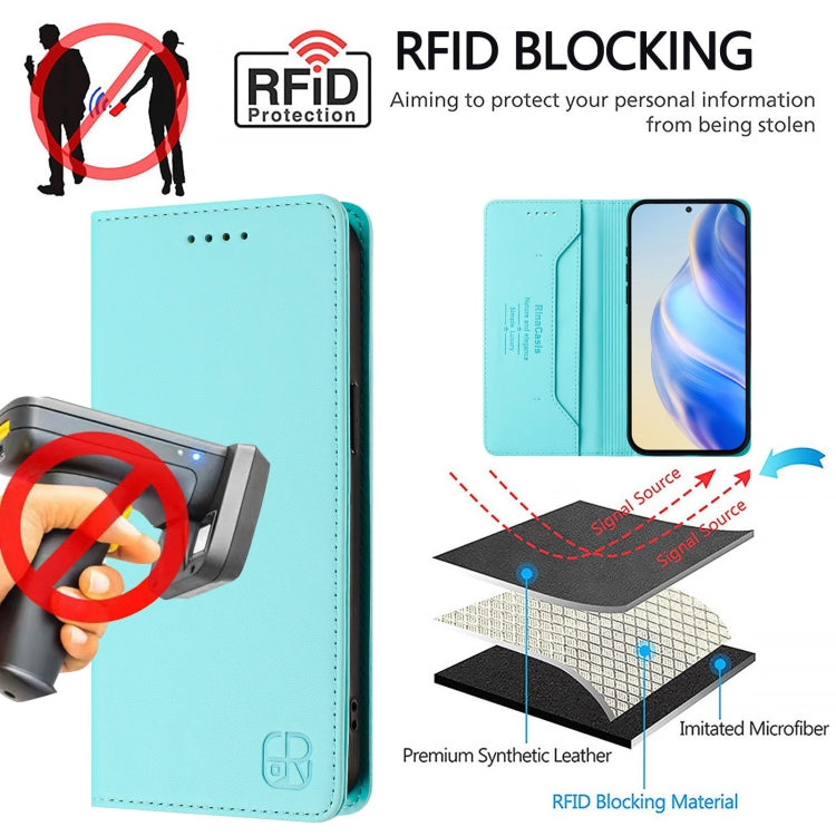 For Samsung Galaxy S24+ / S25+ 5G RC01 Dual-Folded Magnetic Suction RFID Leather Phone Case(Mint Green) - Galaxy S25+ 5G Cases by buy2fix | Online Shopping UK | buy2fix