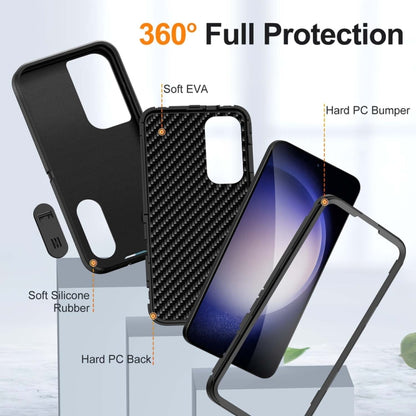 For Samsung Galaxy S24 / S25 5G Rugged PC Hybrid Silicone Phone Case with Holder(Black) - Galaxy S25 5G Cases by buy2fix | Online Shopping UK | buy2fix