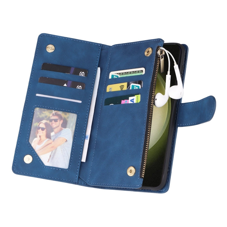 For Samsung Galaxy S25+ 5G Multifunctional Frosted Zipper Wallet Leather Phone Case(Blue) - Galaxy S25+ 5G Cases by buy2fix | Online Shopping UK | buy2fix