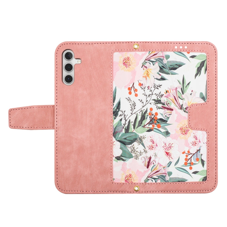 For Samsung Galaxy S25+ 5G Floral Pattern Leather Phone Case with Lanyard(Pink) - Galaxy S25+ 5G Cases by buy2fix | Online Shopping UK | buy2fix