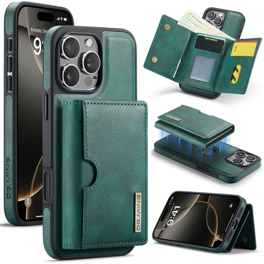 For iPhone 16 Pro Max DG.MING M6 Series RFID Tri-fold Card Bag Removable Leather Phone Case(Green) - iPhone 16 Pro Max Cases by DG.MING | Online Shopping UK | buy2fix