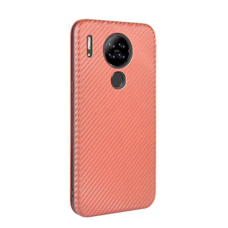 For Blackview A80 Carbon Fiber Texture Horizontal Flip TPU + PC + PU Leather Case with Card Slot(Brown) - More Brand by buy2fix | Online Shopping UK | buy2fix
