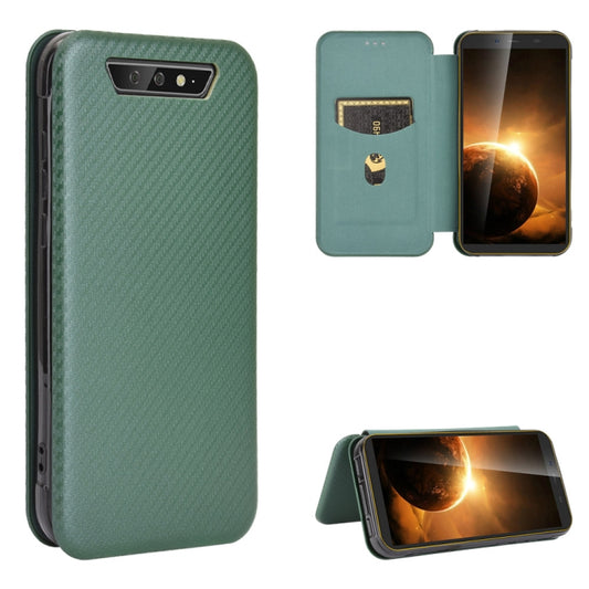 For Blackview BV5500 / BV5500 Pro / BV5500 Plus Carbon Fiber Texture Horizontal Flip TPU + PC + PU Leather Case with Card Slot(Green) - More Brand by buy2fix | Online Shopping UK | buy2fix