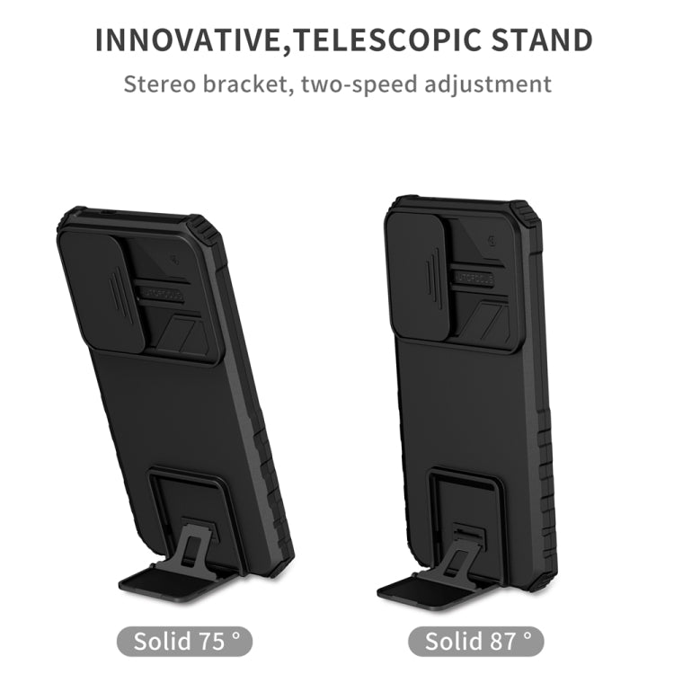 For Samsung Galaxy S25+ 5G Stereoscopic Holder Sliding Camshield Phone Case(Black) - Galaxy S25+ 5G Cases by buy2fix | Online Shopping UK | buy2fix