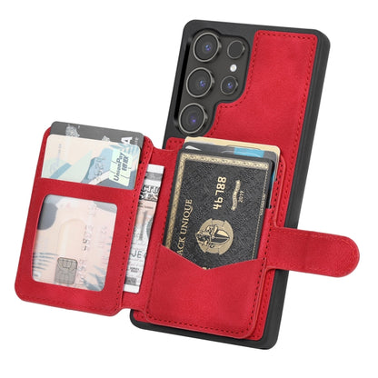 For Samsung Galaxy S25 Ultra 5G Skin Feel Dream RFID Anti-theft PU Card Bag Phone Case(Red) - Galaxy S25 Ultra 5G Cases by buy2fix | Online Shopping UK | buy2fix