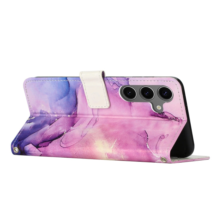 For Samsung Galaxy S25 5G Painted Marble Pattern Leather Phone Case(Purple) - Galaxy S25 5G Cases by buy2fix | Online Shopping UK | buy2fix