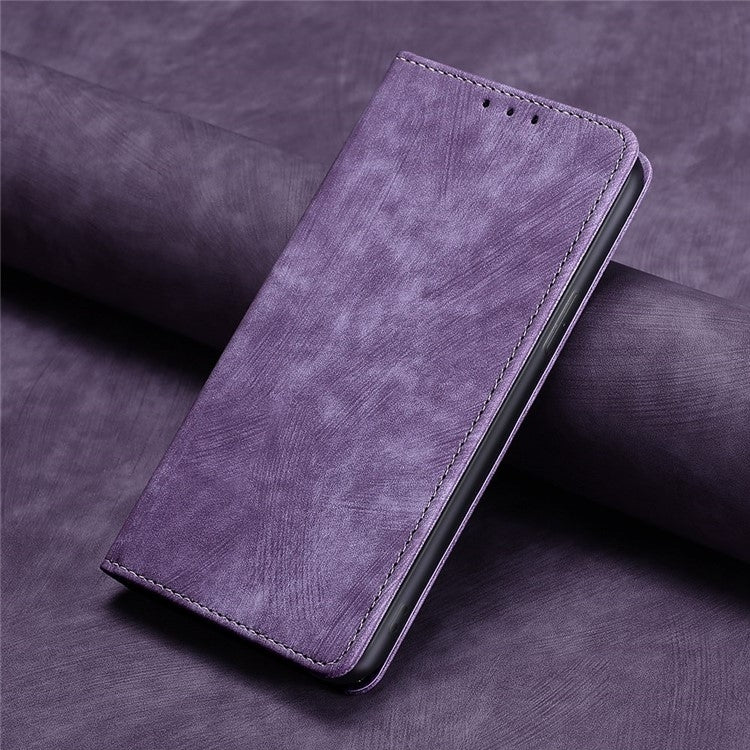 For Samsung Galaxy S25 5G RFID Anti-theft Brush Magnetic Leather Phone Case(Purple) - Galaxy S25 5G Cases by buy2fix | Online Shopping UK | buy2fix