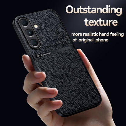 For Samsung Galaxy S25+ 5G Litchi Leather Magnetic Full Coverage Shockproof Phone Case(Navy Blue) - Galaxy S25+ 5G Cases by buy2fix | Online Shopping UK | buy2fix