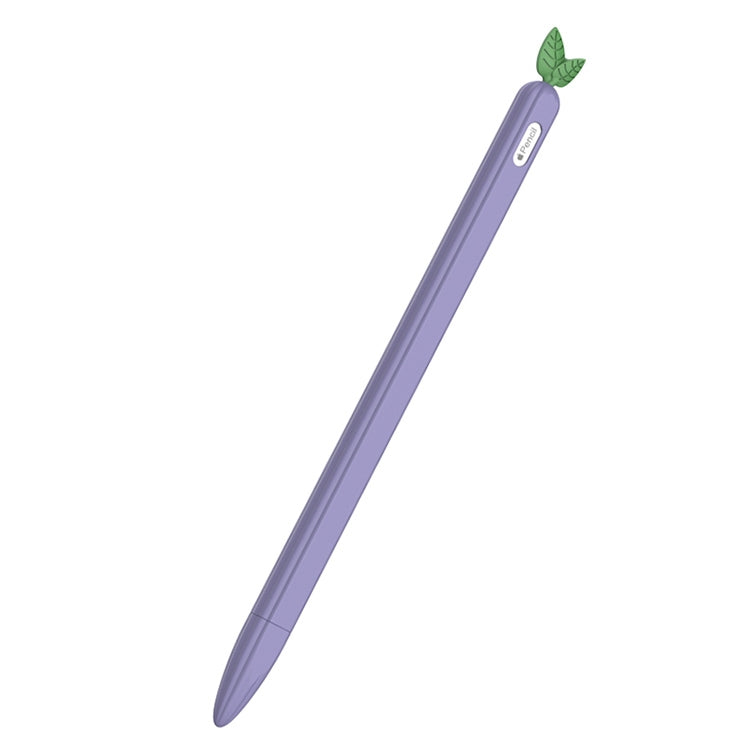 For Apple Pencil 2 Contrasting Color Mint Leaf Silicone Non-slip Protective Cover(Purple) - Pencil Accessories by buy2fix | Online Shopping UK | buy2fix