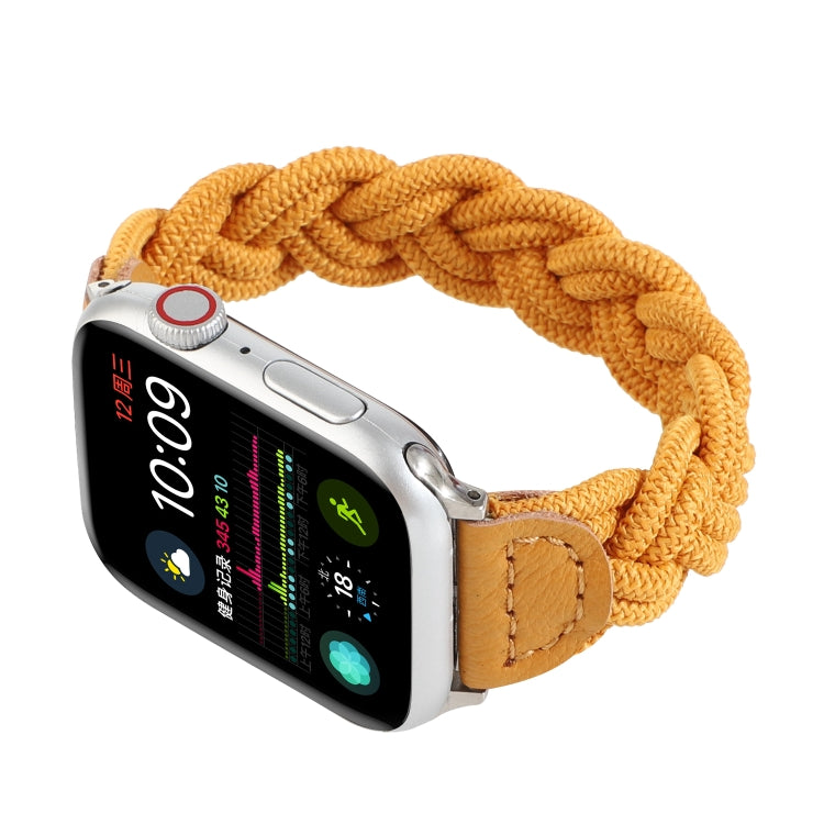 Elastic Woven Watch Band For Apple Watch Ultra 49mm&Watch Ultra 2 49mm / Series 9&8&7 45mm / SE 3&SE 2&6&SE&5&4 44mm / 3&2&1 42mm, Length:130mm(Yellow) - Watch Bands by buy2fix | Online Shopping UK | buy2fix