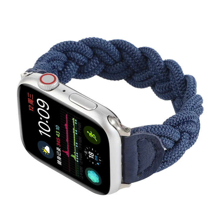 Elastic Woven Watch Band For Apple Watch Ultra 49mm&Watch Ultra 2 49mm / Series 9&8&7 45mm / SE 3&SE 2&6&SE&5&4 44mm / 3&2&1 42mm, Length:160mm(Blue) - Watch Bands by buy2fix | Online Shopping UK | buy2fix