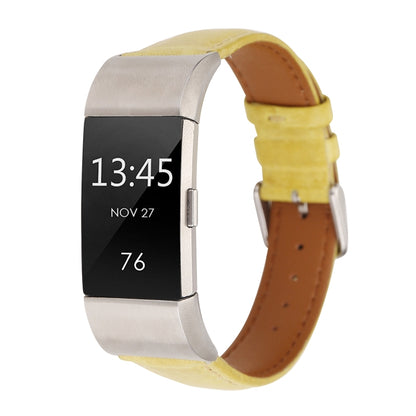 For Fitbit Charge 2 Fresh Style Leather Watch Band(Yellow) - Watch Bands by buy2fix | Online Shopping UK | buy2fix