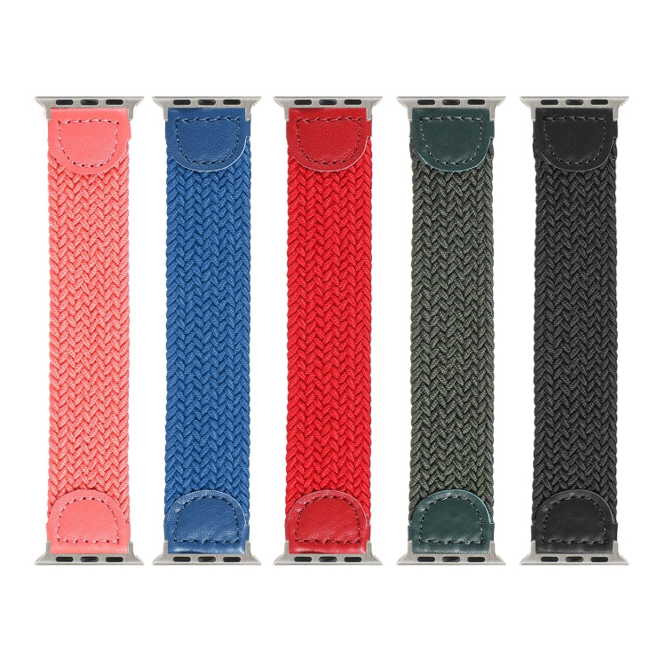 Nylon + Leather Braided Watch Band For Apple Watch Ultra 49mm&Watch Ultra 2 49mm / Series 9&8&7 45mm / SE 3&SE 2&6&SE&5&4 44mm / 3&2&1 42mm, Size:S(Rose Red) - Watch Bands by buy2fix | Online Shopping UK | buy2fix