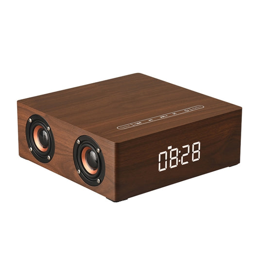 Q5C Multifunctional Wooden Touch Clock Display Bluetooth Speaker, Support TF Card & U Disk & 3.5mm AUX(Walnut) - Desktop Speaker by buy2fix | Online Shopping UK | buy2fix